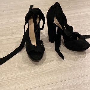 Black, lace up heels.